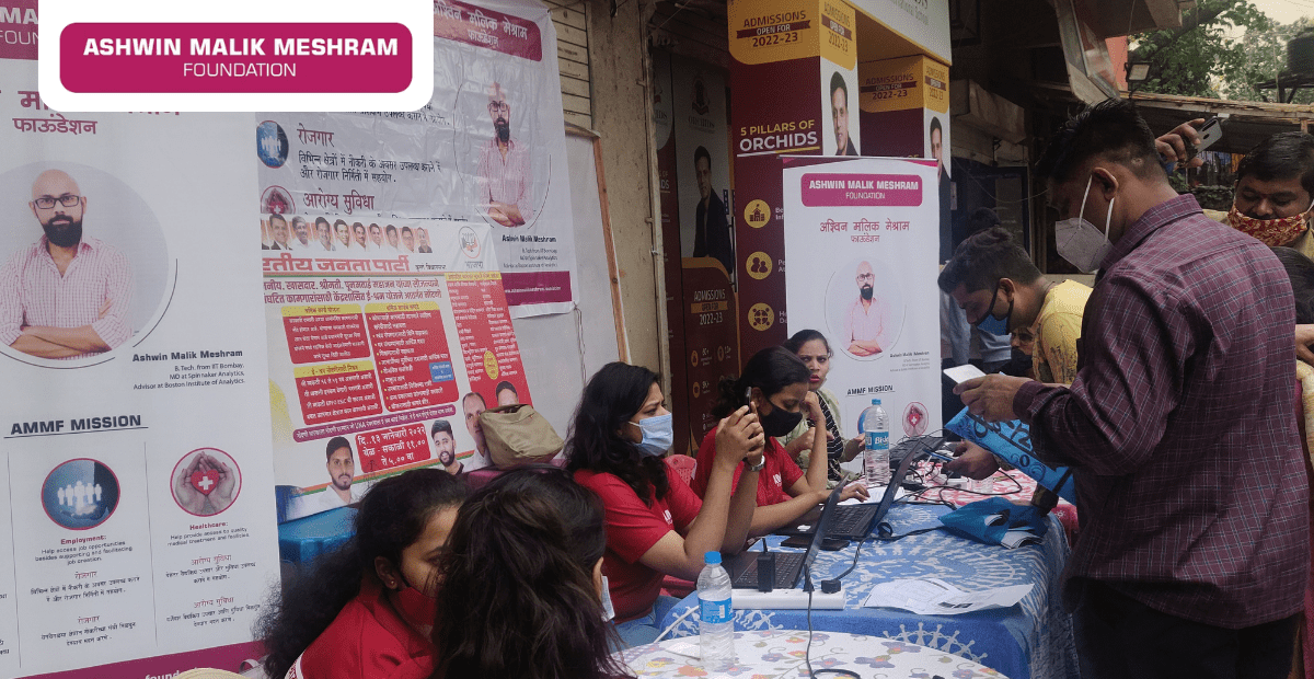 Ashwin Malik Meshram Foundation conducted an E-Shram Yojana Drive at Chunabhatti.