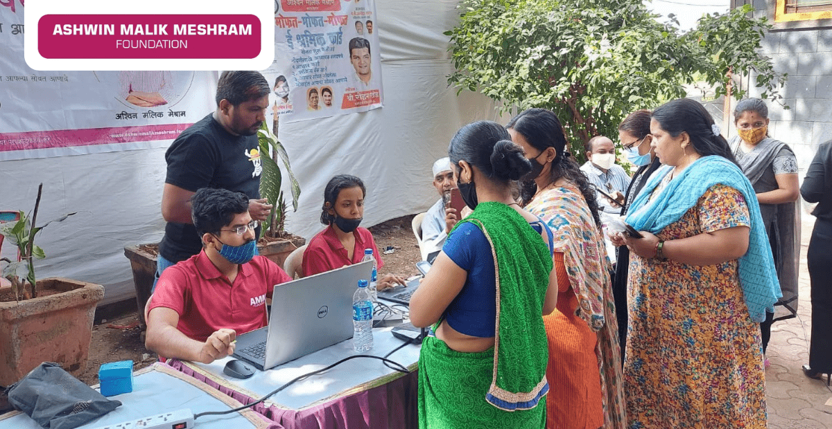 AMM Foundation in association with MLA Ameet Satam and Corporator Rohan Rathod organised an E-Shram Yojana camp at Shivaji Nagar, Andheri West.