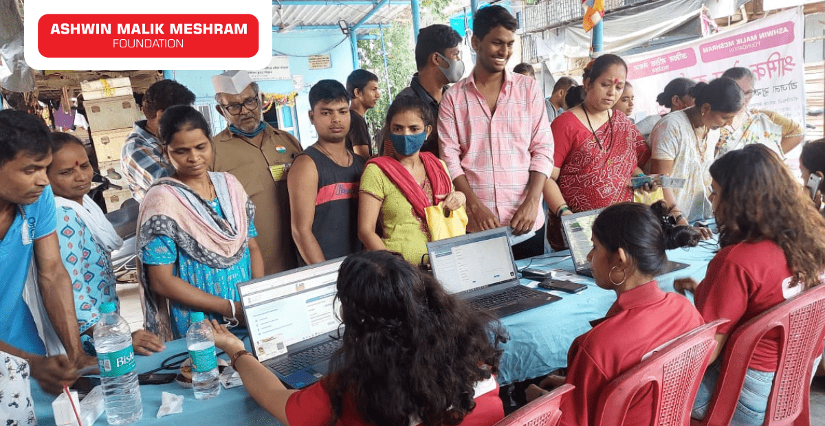 E-Shram Yojna Drive Conducted by AMM Foundation in association with MLA Ameet Satam and Corporator Rohan Rathod at Bharat Nagar, Versova.