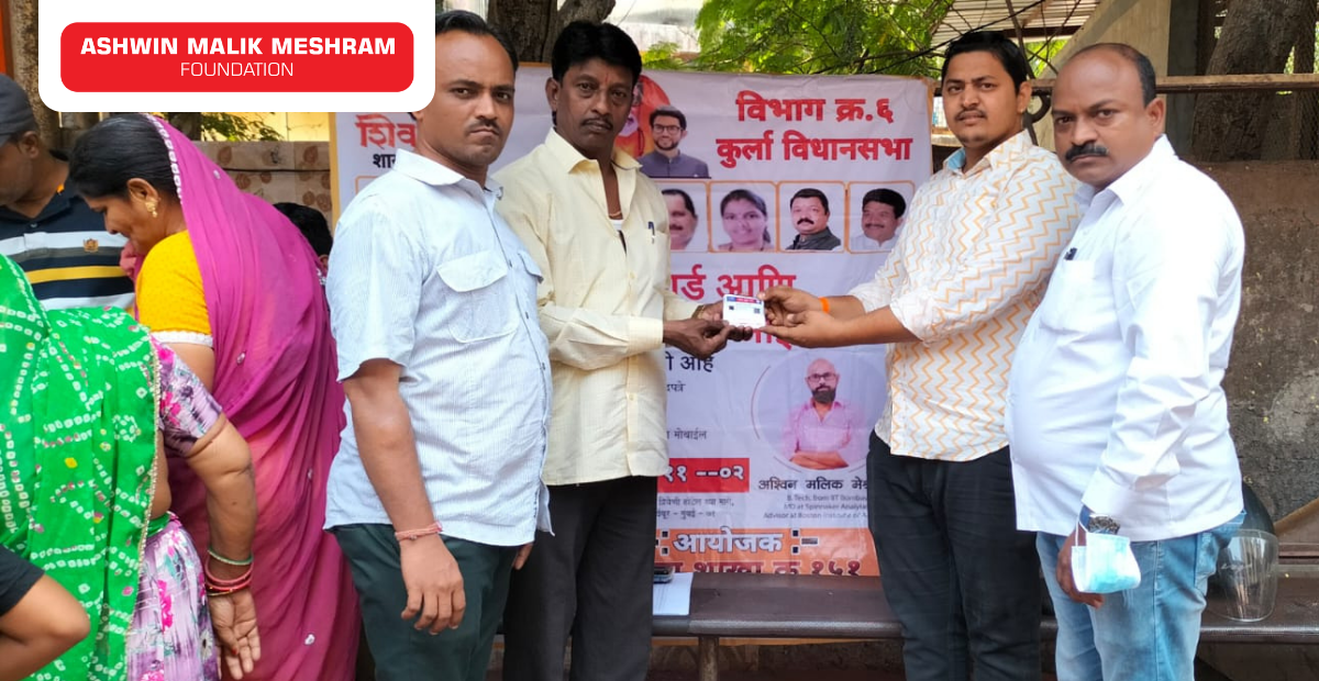 200+ Ayushman Bharat Health Cards distributed by AMMF volunteers at Thakkar Bappa Colony, Chembur.