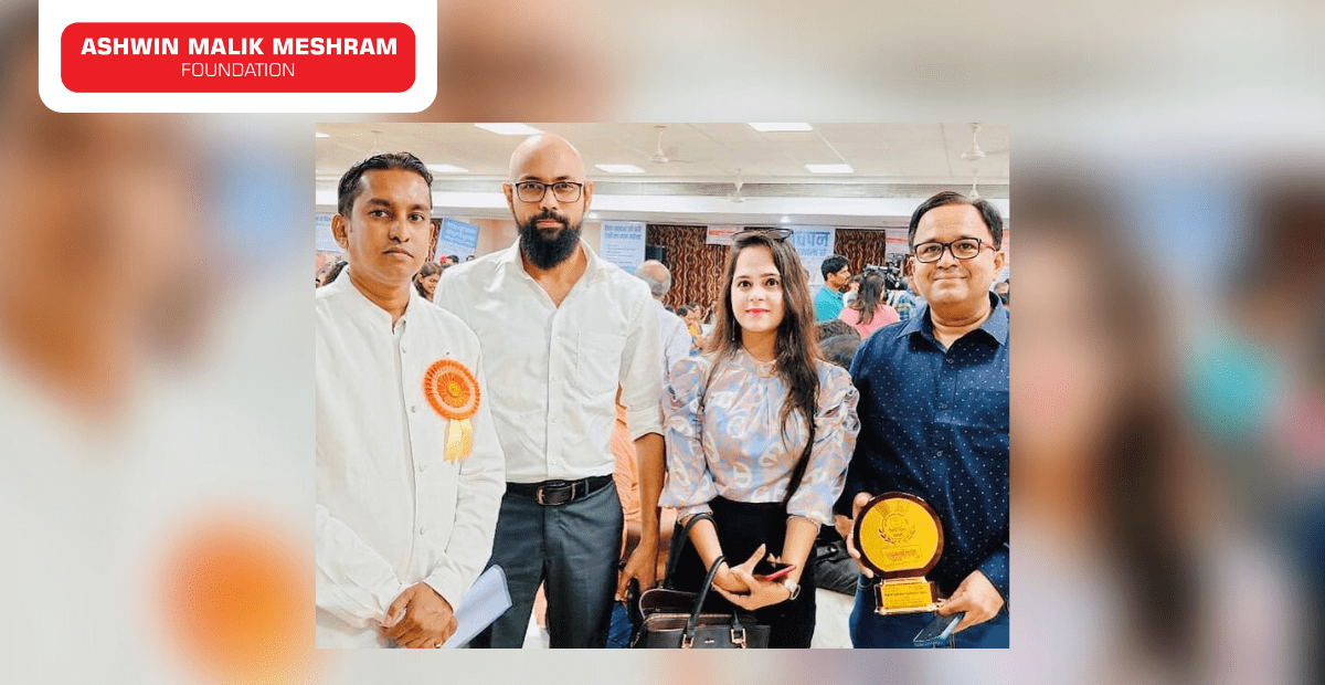 Our Chairman- Mr. Ashwin Malik Meshram felicitated by Amruta Fadnavis for his exceptional social work in the field of Education and Employment.