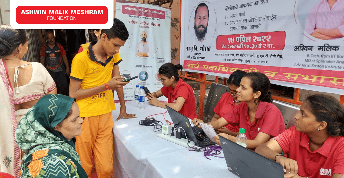 Ayushman Bharat Health Card Camp conducted by Ashwin Malik Meshram Foundation in association with Raju Thorat at Vatsalatai Naik Nagar, Chembur.