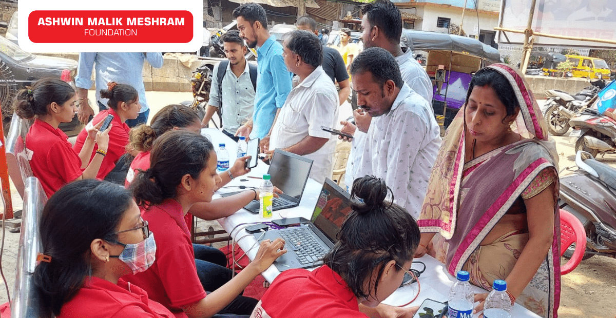 Ayushman Bharat Health Card Camp conducted by Ashwin Malik Meshram Foundation in association with Raju Thorat at Vatsalatai Naik Nagar, Chembur.