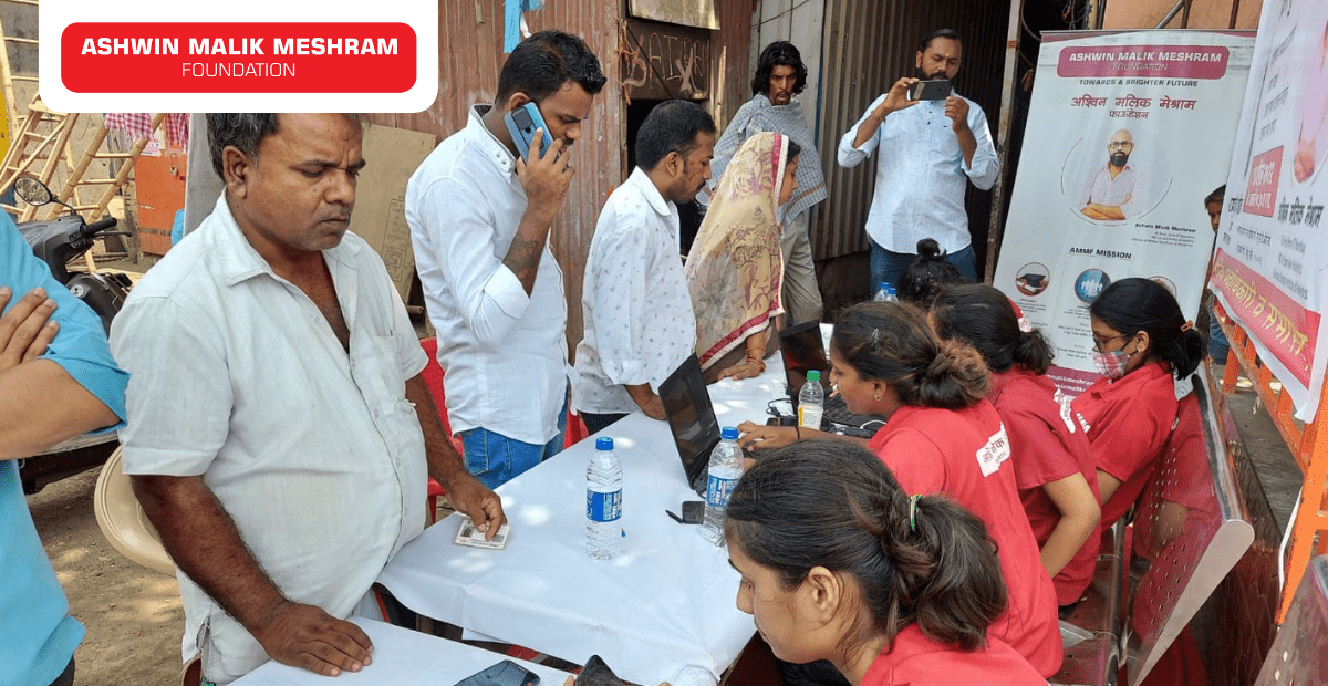 Ayushman Bharat Health Card Camp conducted by Ashwin Malik Meshram Foundation in association with Raju Thorat at Vatsalatai Naik Nagar, Chembur.