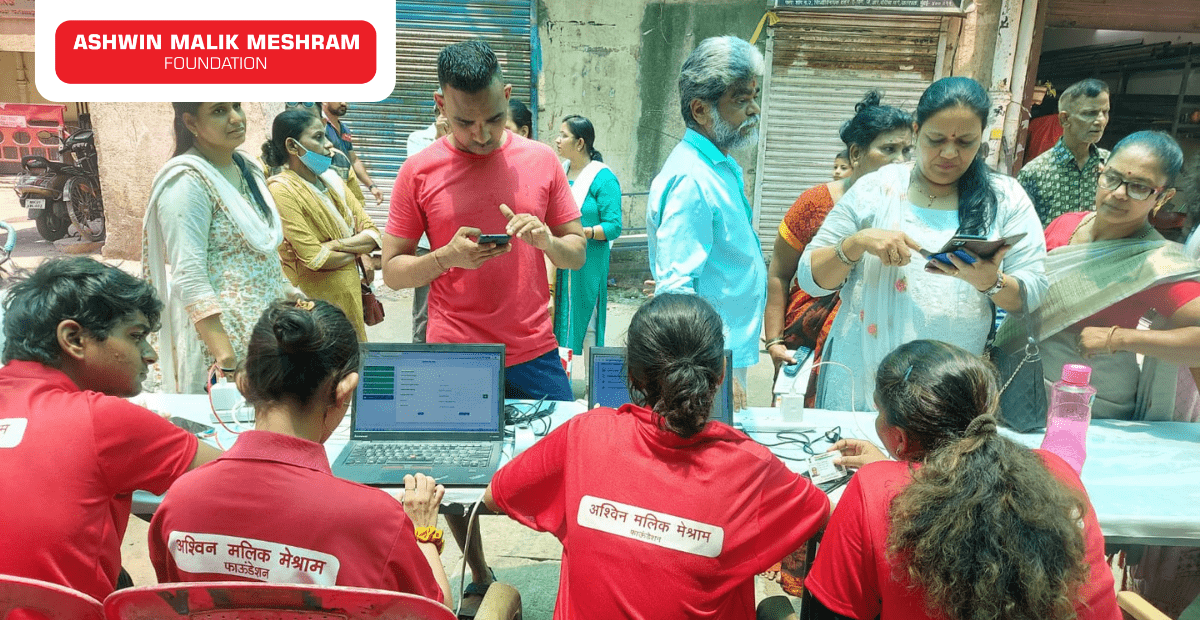 AMM Foundation Organised an Ayushman Bharat Health Card Camp at Mahalaxmi for people of all age groups.