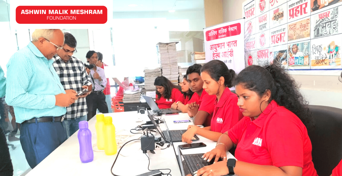 At Prahaar Live's Bandra office, Ashwin Malik Meshram Foundation organised an Ayushman Bharat Health Card Camp for all journalists and staff.