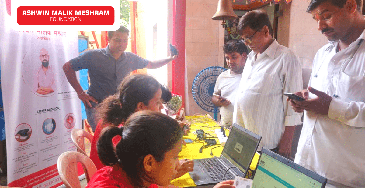 Ayushman Bharat Health Card Camp conducted by AMM Foundation at Sai Baba Mandir, Goregaon (East).