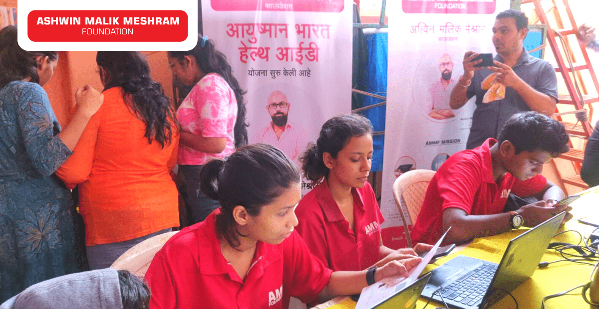 Ayushman Bharat Health Card Camp conducted by AMM Foundation at Sai Baba Mandir, Goregaon (East).