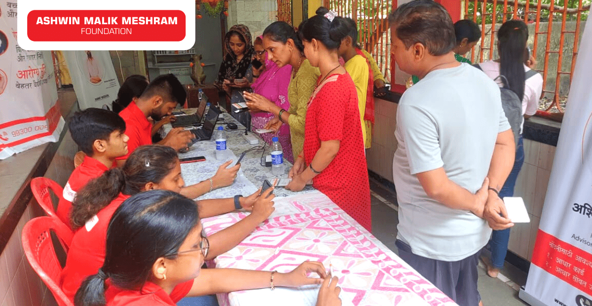 Ayushman Bharat Health Card Camp conducted at S. G. Barv marg, Kurla (East) by Ashwin Malik Meshram Foundation.