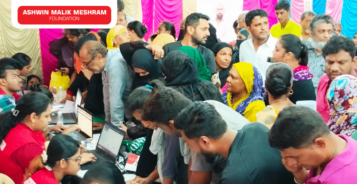 Eye Check-up camp, Aayushman Bharat Health ID Camp and E-Shram Yojana Camp conducted by AMM Foundation at Ghatkopar.
