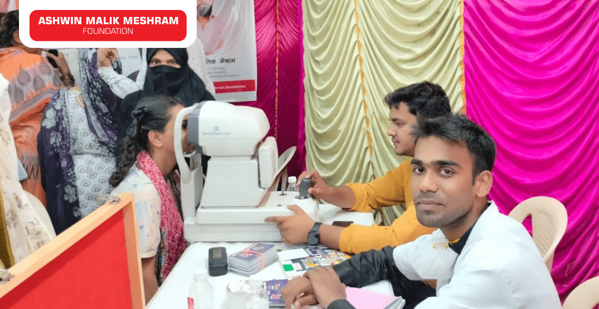 Eye Check-up camp, Aayushman Bharat Health ID Camp and E-Shram Yojana Camp conducted by AMM Foundation at Ghatkopar.