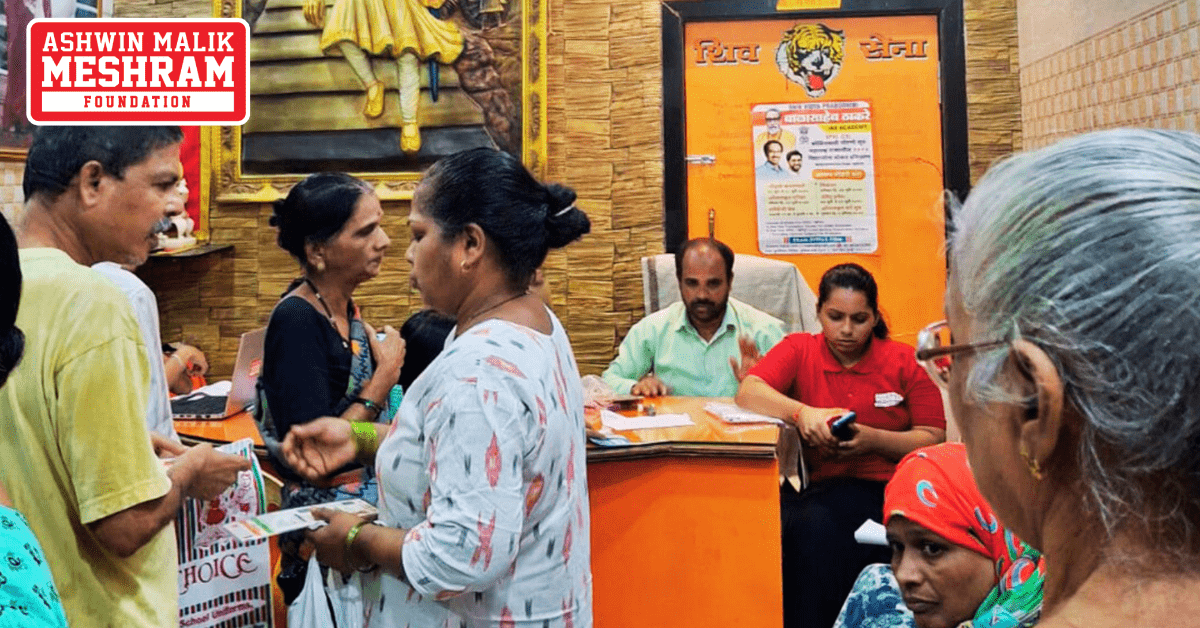 Ayushman Bharat Yojana and Majhi Ladki Bahin Yojana camp conducted by Meshram Foundation in Shivsena Shakha No. 165.